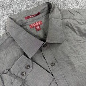 Red House Dress Shirt 2XL Gray Non Iron Slim Fit Mens